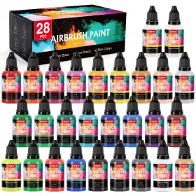 Abp-26 Esrich Airbrush Paint 26 Colors 1 Oz With 2 Thinner Air Brush Painting Set Acrylic