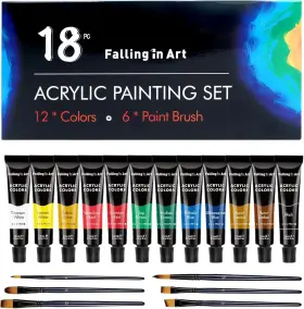 Ct0107 Falling In Art Acrylic Paint Set 12 Tubes 0.3 Fl Oz Pack Of 18 Blue