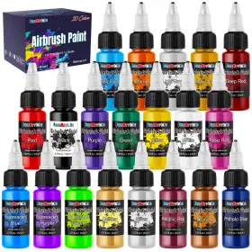 F-abp20-20ml Fansarriche Airbrush Paint Set 20 Colors Acrylic Air Brush Kit Ready