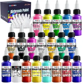 Fap20-na Fansarriche Airbrush Paint 20 Colors Acrylic Air Brush Kit Water-based Opaque And