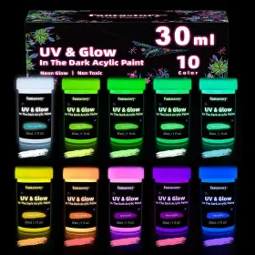 Fantastory 736961246941 Glow In The Dark Acrylic 1 Fl Oz Pack Of 10 Mild Color Series