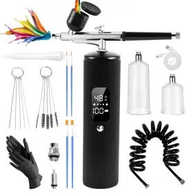 Jm0813 Fantspati Airbrush Kit With Compressor 48psi High Pressure Portable 0.3mm No