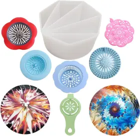 Fasalx 7 7pcs Split Cup Flower Pour Silicone Paint Acrylic Pouring Strainers Set