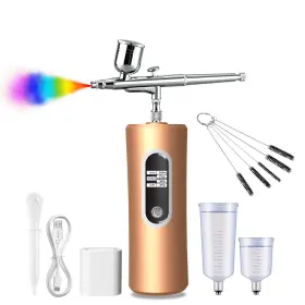 Mjs10 Fascinated Cordless Airbrush Kit With Compressor Display Adjustable Pressure