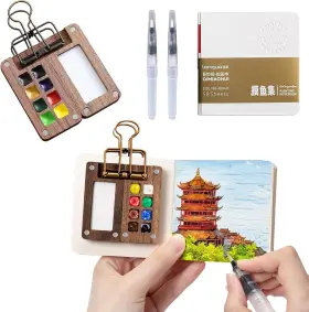 42211 Feengts 8 Grids Mini Watercolor Set With Picture 1 Fl Oz Pack Of Multicolor