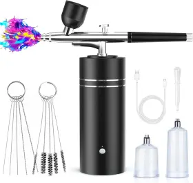 Fehrominger 445015258238 Airbrush Kit With Compressor 30psi Portable Gun Rechargeable Handheld C