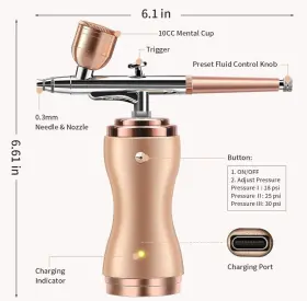 Fehrominger 785382311592 Airbrush Kit With Compressor 30psi Portable Gun Rechargeable Handheld #3