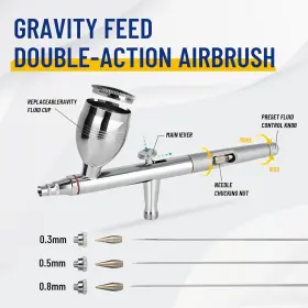 Bd-183k Fengda Fe 183k Precision Dual Action Airbrush Kit With 0.3 0.5 0.8mm Nozzle Set #2