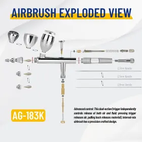 Bd-183k Fengda Fe 183k Precision Dual Action Airbrush Kit With 0.3 0.5 0.8mm Nozzle Set #3