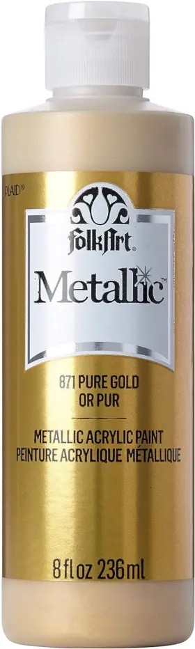 Folkart 028995008719 Acrylic Paint In Assorted Colors 8 Fl Oz Pack Of 1 Pure Gold