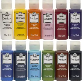Folkart 028995520723 Outdoor Gloss Acrylic Craft 2 Fl Oz Pack Of 12 Assorted Colors