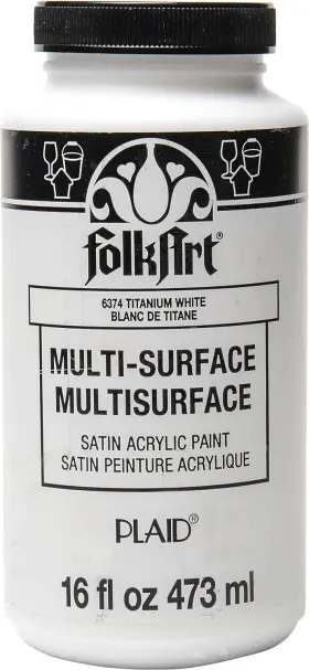 6374 Folkart Multi-surface Satin Acrylic 16 Fl Oz Pack Of 1 Titanium White
