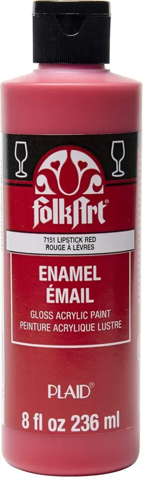 7151 Folkart Gloss Acrylic Enamel Paint In 8 Fl Oz Pack Of 1 Lipstick Red