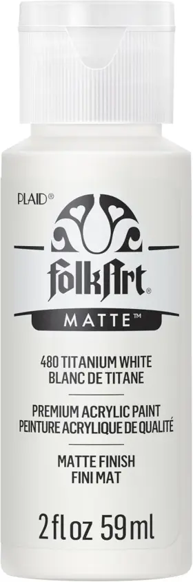 Ja480 Folkart Acrylic Paint In Assorted Colors 2 Fl Oz Pack Of 1 Titanium White