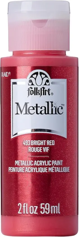 K493 Folkart Paint Acrylic Metallic 2oz 2 Fl Oz Pack Of 1 Bright Red