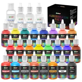 Fd5002 Foodhoo Airbrush Paint 24 Colors Water Based Airbrushing Acrylic Paints For A
