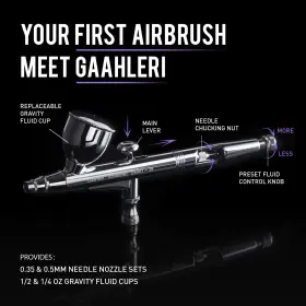 Gaahleri 975834940133 Airbrush Kit Gun Dual-action Gravity 1/2 And 1/4 Oz Fluid Cup #2