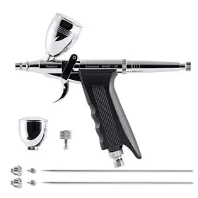 Gaahleri 975834940140 Airbrush Kit Gun Dual Action Gravity Feed Set 0.38 And 0.5mm Needles