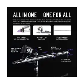 Ghac-98 Gaahleri Airbrush Kit Gun With Dual-action Function Gravity Fluid #2