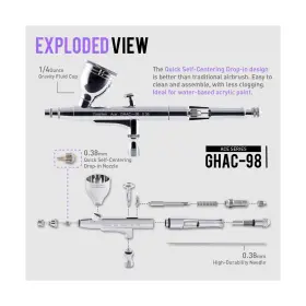 Ghac-98 Gaahleri Airbrush Kit Gun With Dual-action Function Gravity Fluid #3