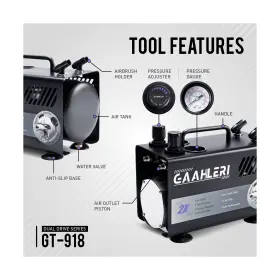 Gt-918 Gaahleri Airbrush Painting Kit With Compressor Air Tank 1l Dual Outlet Sy #2