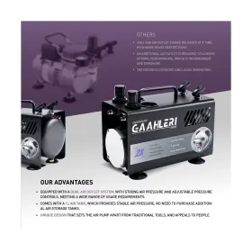 Gt-918 Gaahleri Airbrush Painting Kit With Compressor Air Tank 1l Dual Outlet Sy #3