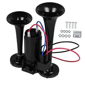 Garajonay Yhh5h4n-09-vxqfr2or Air Horns Kit With Compressor 12v Car Loud Truck Horn Dual Trumpet For