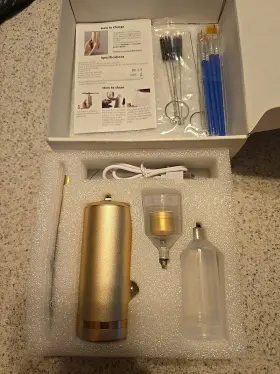 Ab-003 Gedstmdrk Airbrush Kit With Compressor - 48psi Rechargeable Cordless Non-clogging Set And