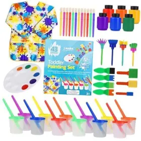 A017 Global Innovations Network Llc 43 Piece Toddler Painting Set Spill Proof Paint Cups For Kids Washable 1