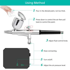 Gocheer 717023080307 Airbrush Kit With Air Compressor 40 Psi High Pressure Brush Non-c #3