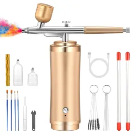 Gocheer 774300084465 Airbrush Kit With Compressor - 48psi Rechargeable Cordless Non-cloggi