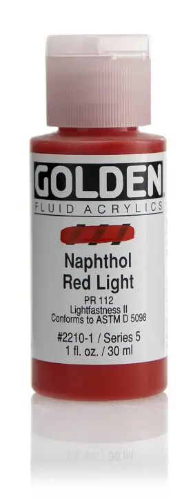 Golden 014000-22101 Fluid Acrylic Paint 1 Ounce-naphthol Red Light