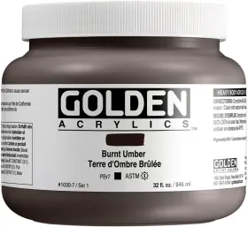 Golden 738797103078 Heavy Body Acrylics Burnt Umber 32 Fl Oz Pack Of 1