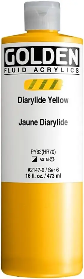 Golden 738797214767 Fluid Acrylics Diarylide 16 Fl Oz Pack Of 1 Yellow