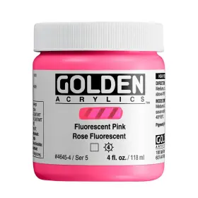 Golden 798837546425 Heavy Body Acrylics Fluorescent 4 Fl Oz Pack Of 1 Pink