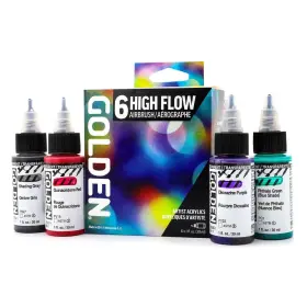 0000949-0 Golden Artist Colors High Flow Acrylics By Airbrush Set 6 Fl Oz Multicolored