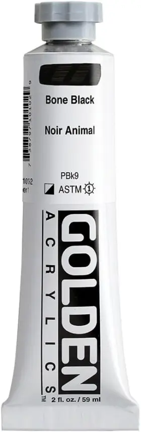 Golden Artist Colors 738797101029 Heavy Body Acrylics By Bone Black 2 Fl Oz Pack Of 1