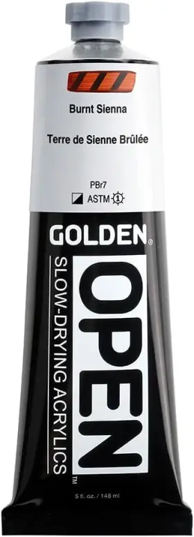 Golden Artist Colors 738797702035 Open Slow-drying Acrylics By Burnt 5 Fl Oz Pack Of 1 Sienna