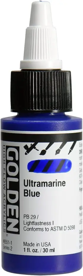Gd8551-1 Golden Artist Colors High Flow Arcylic Paint 1 Ounce Ultramarine Blue