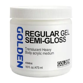 Gldnmed473-3040 Golden Regular Gel Semi-gloss 16 Fl. Oz. Jar Professional Clear