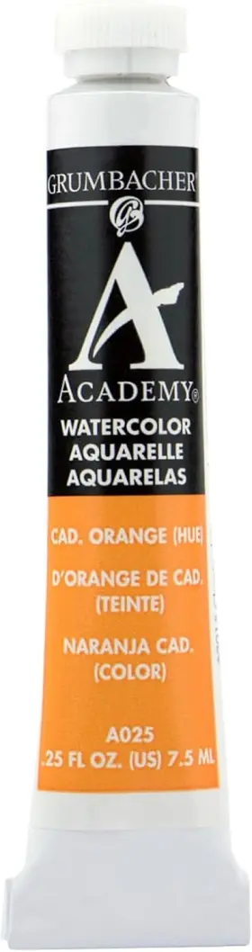 A025 Grumbacher Academy Watercolor 0.25 Ounce Pack Of 1 Cadmium Orange Hue