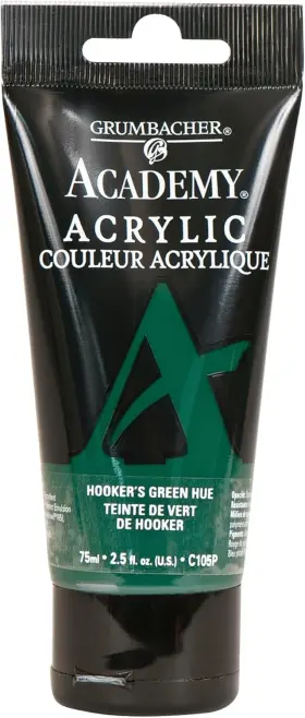 C105p Grumbacher Academy Acrylic 2.5 Fl Oz Pack Of 1 Hooker&apos S Green Hue