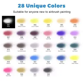 5250 Henyiewl Airbrush Paint 28 Colors Set 1 Oz Opaque And Water-based #3