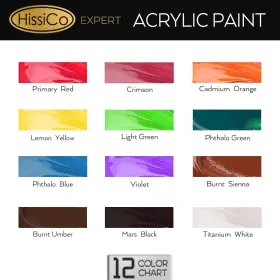 Hissico 783907641858 Acrylic Paint Set Of 12 Expert 1 Count Pack Colors 20 #2