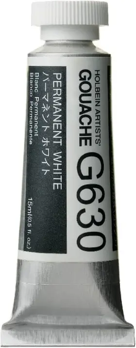 G630 Holbein Artistsft Gouache 15 Ml Tube - Permanent 0.5 Fl Oz Pack Of 1 White