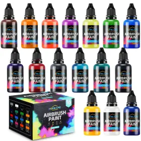 Ap01 Homkare Airbrush Paint 16 Colors Set Water Based Air Brush Paints R
