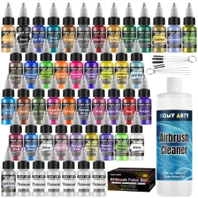 Hap48cleaner-na Homy Arty Airbrush Paint - 42 Colors With 6 Thinner 16.9 Fl Oz Cleaner Kit W