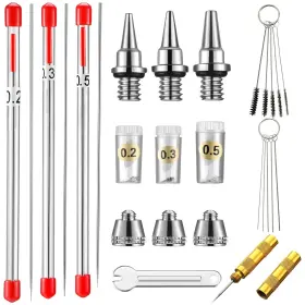 Airbrush-96 Honoson 21 Pieces Airbrush Nozzle Cap Kit Needle Replacement Parts