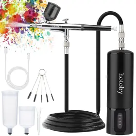 Hoto-air001 Hotoby Airbrush Kit With Compressor Cordless Gun Detachable Battery Auto
