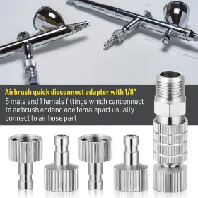 Hotop 744759528094 Airbrush Quick Release Coupling Disconnect Adapter Kit 5 Pieces 1/8 Inch Female #3